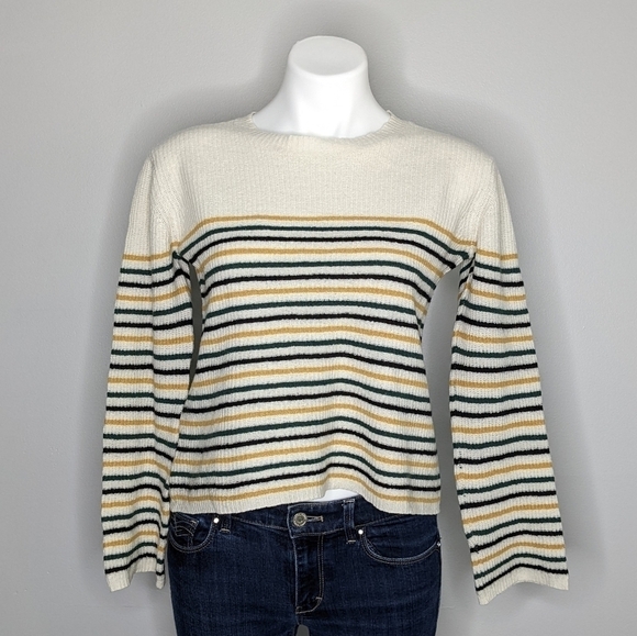 A.L.C Meryl yellow green striped wool blend sweater M - Picture 1 of 10